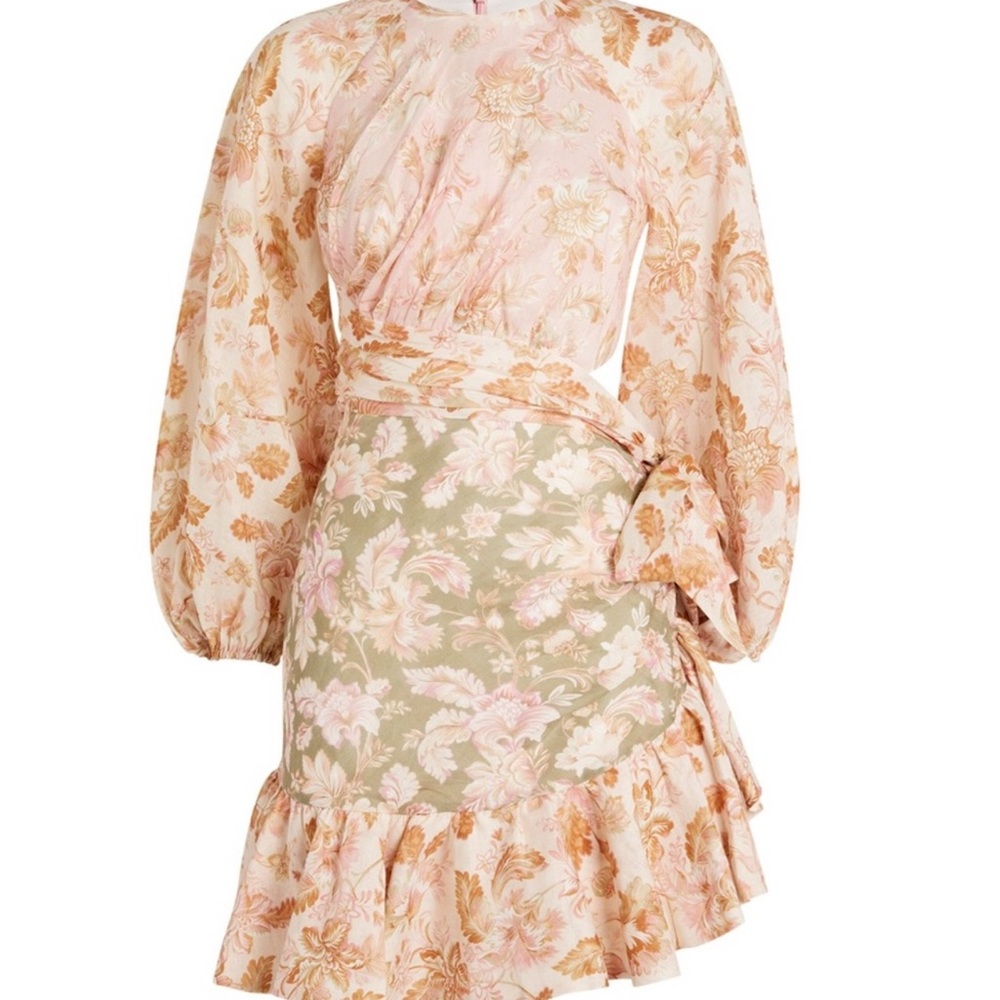 Zimmermann Floral Dress in Peach and Cream